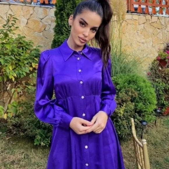 elegant purple dresses for women TYRA Satin Gown